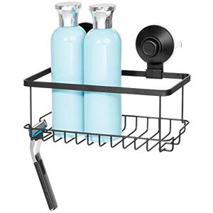 InterDesign iDesign Drill Bathroom, Small Metal Basket with Push-Lock Suction Cups, Hanging Storage for Shampoo and Soap with Hooks for Razors and Sponges, Matte Black, Alloy Steel, 23.1 cm x 11.5 cm x 9.2 cm InterDesign iDesign Drill Bathroom, Small Metal Basket with Push-Lock Suction Cups, Hanging Storage for Shampoo and Soap with Hooks for Razors and Sponges, Matte Black, Alloy Steel, 23.1 cm x 11.5 cm x 9.2 cm