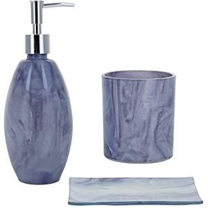 G Decor Watercolour Grey Marvel Effect Glass 3-Piece Bathroom Accessory Set, Includes Liquid Soap or Lotion Dispenser, Toothbrush Holder, Soap Dish