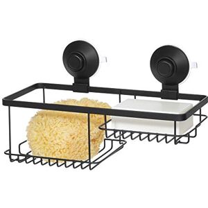 InterDesign iDesign Bathroom 2, Small Metal Basket Unit with Push-Lock Suction Cups, Hanging Storage for Shampoo and Soap with Hooks for Razors, Matte Black, 28.2 cm x 12.5 cm x 16.6 cm InterDesign iDesign Bathroom 2, Small Metal Basket Unit with Push-Lock Suction Cups, Hanging Storage for Shampoo and Soap with Hooks for Razors, Matte Black, 28.2 cm x 12.5 cm x 16.6 cm