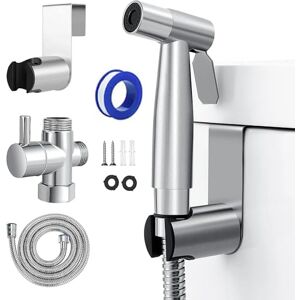 Zuvo Handheld Bidet Shower Spray for Toilet Stainless Steel Bidet Shattaf Sprayer Kit Muslim Shower with 1.5m Hose & T-Adapter Zuvo Handheld Bidet Shower Spray for Toilet Stainless Steel Bidet Shattaf Sprayer Kit Muslim Shower with 1.5m Hose & T-Adapter