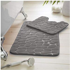 GC GAVENO CAVAILIA Premium 2 Piece Pebble Bath Mat Non Slip Pedestal Set, Extra Absorbent 100% Memory Foam Bathroom Toilet Rug, Regular (50x80, 50x40 cm), Grey GC GAVENO CAVAILIA Premium 2 Piece Pebble Bath Mat Non Slip Pedestal Set, Extra Absorbent 100% Memory Foam Bathroom Toilet Rug, Regular (50x80, 50x40 cm), Grey