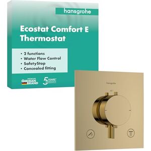 Hansgrohe 33711990 Ecostat Comfort E Thermostat for Concealed Installation for 2 Functions, Polished Gold Optic Hansgrohe 33711990 Ecostat Comfort E Thermostat for Concealed Installation for 2 Functions, Polished Gold Optic