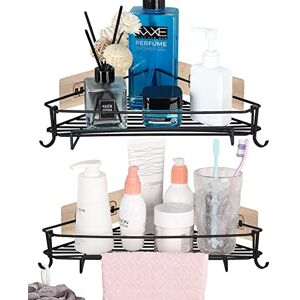 Anicoll SUS304 Corner Shelf Shower Basket Self-Adhesive Stainless Steel Shower Shelf Multifunctional Kitchen Shelves with 4 Hooks 2 Towel Holders Shower Storage Pack of 2 Anicoll SUS304 Corner Shelf Shower Basket Self-Adhesive Stainless Steel Shower Shelf Multifunctional Kitchen Shelves with 4 Hooks 2 Towel Holders Shower Storage Pack of 2