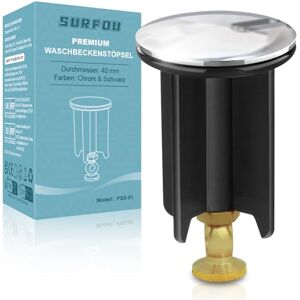 SURFOU Universal Height-Adjustable Sink Plug 40 mm Chrome Brass Drain Plug with Overflow Premium, Pop Up Drain Valve Drain Fitting Plug Sink Drain Fitting SURFOU Universal Height-Adjustable Sink Plug 40 mm Chrome Brass Drain Plug with Overflow Premium, Pop Up Drain Valve Drain Fitting Plug Sink Drain Fitting