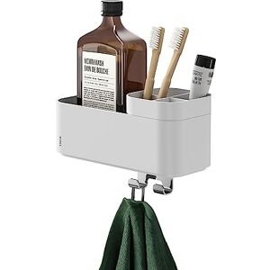 Tiger 2-Store Storage tray with towel hook and toothbrush holder 25 cm White Tiger 2-Store Storage tray with towel hook and toothbrush holder 25 cm White
