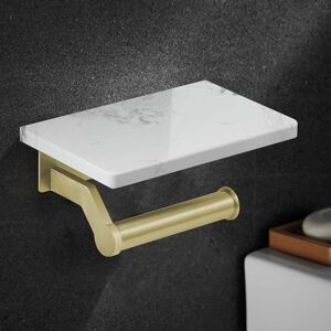 Hoimpro Gold Stainless Steel Toilet Paper Holder with Natural Marble Shelf, Wall Mounted Tissue Paper Roll Holder for Bathroom Kitchen Washroom Bedroom(White) Hoimpro Gold Stainless Steel Toilet Paper Holder with Natural Marble Shelf, Wall Mounted Tissue Paper Roll Holder for Bathroom Kitchen Washroom Bedroom(White)