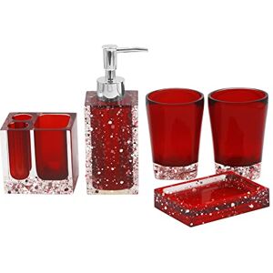 LUANT Generic 5-Piece Resin Bathroom Accessory Set with Soap Dish, Dispenser, Toothbrush Holder and Tumbler, Red LUANT Generic 5-Piece Resin Bathroom Accessory Set with Soap Dish, Dispenser, Toothbrush Holder and Tumbler, Red