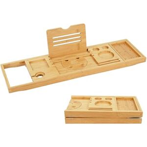Relaxdays Bamboo Bathtub Tray, extendable 70–105 cm, Foldable, Wine Glass Holder & Book Support, Natural, 3.5 x 105 x 22 cm Relaxdays Bamboo Bathtub Tray, extendable 70–105 cm, Foldable, Wine Glass Holder & Book Support, Natural, 3.5 x 105 x 22 cm