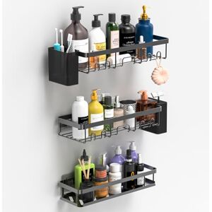 YEAUPE PRO 5-Piece Drill-Free Shower Shelf & Basket Set – Black Adhesive Bathroom Organizer with 2 Quick-Dry Racks, One Large Basket & 2 Toothbrush Holders – No Tools, Rust-Proof YEAUPE PRO 5-Piece Drill-Free Shower Shelf & Basket Set – Black Adhesive Bathroom Organizer with 2 Quick-Dry Racks, One Large Basket & 2 Toothbrush Holders – No Tools, Rust-Proof