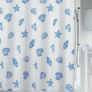 Spirella Concha Marine Textile Shower Curtain 100% Polyester White Blue 180 cm x 200 cm Spirella Concha Marine Textile Shower Curtain 100% Polyester White Blue 180 cm x 200 cm