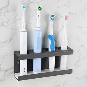 Adorila Wall Mounted Electric Toothbrush Holder, 4 Slots Toothbrush Stand with Diatomite Dish, Toothbrush Rack Compatible with AquaSonic Black Series, Kingheroes Sonic, Oral-B (Grey) (JJL7178003) Adorila Wall Mounted Electric Toothbrush Holder, 4 Slots Toothbrush Stand with Diatomite Dish, Toothbrush Rack Compatible with AquaSonic Black Series, Kingheroes Sonic, Oral-B (Grey) (JJL7178003)