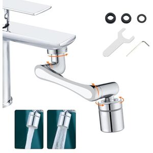 Ibergrif Tap Extender for Kitchen Sink 1440° Swivel Robotic Arm Faucet Aerator, 2 Spray Modes Splashproof Adapter, Solid Brass Universal Fit Bathroom Tap (Silver, M91006) Ibergrif Tap Extender for Kitchen Sink 1440° Swivel Robotic Arm Faucet Aerator, 2 Spray Modes Splashproof Adapter, Solid Brass Universal Fit Bathroom Tap (Silver, M91006)