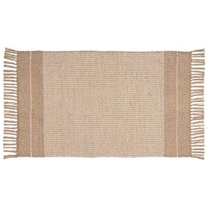 WENKO Bath mat Pica, bathroom rug made of 70% jute and 30% cotton, with bright pattern configuration and fringes as shower mat or decorative bath rug, recyclable, (W x D): 50 x 80 cm, natural WENKO Bath mat Pica, bathroom rug made of 70% jute and 30% cotton, with bright pattern configuration and fringes as shower mat or decorative bath rug, recyclable, (W x D): 50 x 80 cm, natural