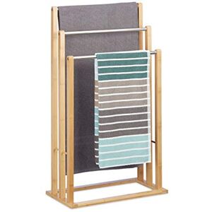 Relaxdays Towel Holder, Freestanding with 3 Rails, for Bathroom, Bamboo & Stainless Steel, HWD: 84 x 48 x 26 cm, Natural Relaxdays Towel Holder, Freestanding with 3 Rails, for Bathroom, Bamboo & Stainless Steel, HWD: 84 x 48 x 26 cm, Natural