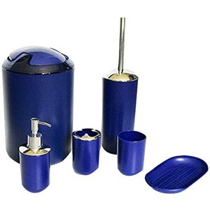 SMS SAMS Luxury 6pc Bathroom & Sink Accessory Set - Modern Vanity Organiser Kit/Countertop Bath Accessories/Washroom Use (Dark blue)