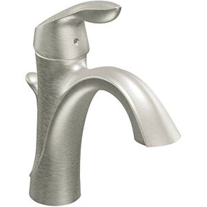 Moen Eva Brushed Nickel One-Handle Single Hole Bathroom Sink Faucet with Optional Deckplate and Available Vessel Sink Extension Kit, 6400BN Moen Eva Brushed Nickel One-Handle Single Hole Bathroom Sink Faucet with Optional Deckplate and Available Vessel Sink Extension Kit, 6400BN