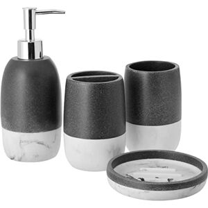 Sweet Home Collection Contemporary Decorative Beautiful Designs Bath Shower Tub Décor, Resin, Marbelized, 4 Piece Set Sweet Home Collection Contemporary Decorative Beautiful Designs Bath Shower Tub Décor, Resin, Marbelized, 4 Piece Set