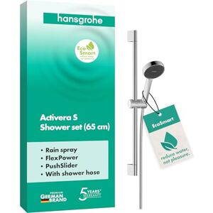 Hansgrohe Activera S Shower Set with Shower Head Water-Saving (EcoSmart, 2 Sprays), Shower Hose (1,60 m) and Shower bar (0,65 m), Chrome, 28041000 Hansgrohe Activera S Shower Set with Shower Head Water-Saving (EcoSmart, 2 Sprays), Shower Hose (1,60 m) and Shower bar (0,65 m), Chrome, 28041000