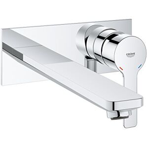 Grohe Lineare Wall-Mounted Two-Hole Basin Mixer without Concealed Body (Tap with a Rectangular Spout Projection 207mm, Centre Distance 110 mm, Water Saving Mousseur 5 l/min), Chrome, 23444001 Grohe Lineare Wall-Mounted Two-Hole Basin Mixer without Concealed Body (Tap with a Rectangular Spout Projection 207mm, Centre Distance 110 mm, Water Saving Mousseur 5 l/min), Chrome, 23444001