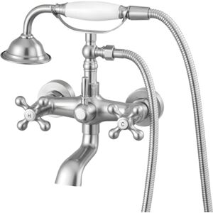 VEVOR Clawfoot Tub Faucet, Wall Mount Bathtub Faucets with Handheld Shower, Vintage Brushed Nickel Clawfoot Tub Filler Faucet Shower Kit with Adjustable Swing Arms & 360° Rotation Spout for Bathtubs VEVOR Clawfoot Tub Faucet, Wall Mount Bathtub Faucets with Handheld Shower, Vintage Brushed Nickel Clawfoot Tub Filler Faucet Shower Kit with Adjustable Swing Arms & 360° Rotation Spout for Bathtubs