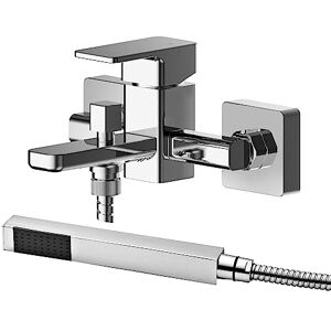 nuie WIN316 Windon Modern Bathroom Wall Mount Bath Filler Tap with Lever Handles and Shower Kit, 105mm, Chrome nuie WIN316 Windon Modern Bathroom Wall Mount Bath Filler Tap with Lever Handles and Shower Kit, 105mm, Chrome