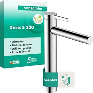 Hansgrohe Zesis S Bathroom tap Without Waste, Energy-Saving (CoolStart), Bathroom Sink tap with spout Height 230 mm, Basin Mixer tap Water-Saving (EcoSmart+), Chrome, 74731000 Hansgrohe Zesis S Bathroom tap Without Waste, Energy-Saving (CoolStart), Bathroom Sink tap with spout Height 230 mm, Basin Mixer tap Water-Saving (EcoSmart+), Chrome, 74731000