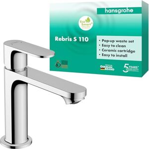 Hansgrohe Rebris S Basin Mixer Tap 110 with Pop-Up Waste Set, Chrome, 72517000 Hansgrohe Rebris S Basin Mixer Tap 110 with Pop-Up Waste Set, Chrome, 72517000