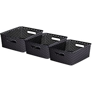 CURVER My Style Rattan Effect Set of 3 Kitchen, Living room, Bathroom, Bedroom, Utility Medium Rectangular Storage Baskets 12 Litres Anthracite, Dark Grey (L35.5cmX W29cm X H13cm) CURVER My Style Rattan Effect Set of 3 Kitchen, Living room, Bathroom, Bedroom, Utility Medium Rectangular Storage Baskets 12 Litres Anthracite, Dark Grey (L35.5cmX W29cm X H13cm)
