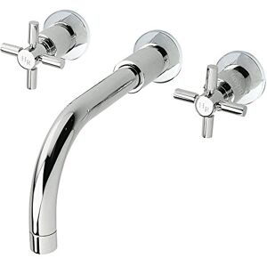 Hudson Reed TEX317 Tec Cross ǀ Modern Bathroom Minimalist Crosshead Handle Wall Mounted Basin Mixer Tap with Swivel Spout, 113mm x 255mm, Chrome Hudson Reed TEX317 Tec Cross ǀ Modern Bathroom Minimalist Crosshead Handle Wall Mounted Basin Mixer Tap with Swivel Spout, 113mm x 255mm, Chrome