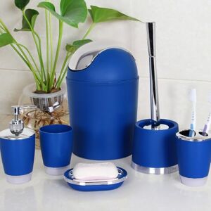 Fingey Bathlux Modern Design 6 Piece Bathroom Accessory Set, Toilet Brush, Waste Bin, Soap Dish, Tooth Brush Holder Soap Dispenser, Rinse Cup (Blue) Fingey Bathlux Modern Design 6 Piece Bathroom Accessory Set, Toilet Brush, Waste Bin, Soap Dish, Tooth Brush Holder Soap Dispenser, Rinse Cup (Blue)