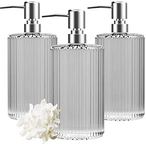 HIYAA 3 Pack Glass 17 Oz Versatile Lotion Liquid Dish Hand Soap Dispenser with Pump for Bathroom, Countertop, Kitchen, Laundry Room (Clear), 17Oz HIYAA 3 Pack Glass 17 Oz Versatile Lotion Liquid Dish Hand Soap Dispenser with Pump for Bathroom, Countertop, Kitchen, Laundry Room (Clear), 17Oz