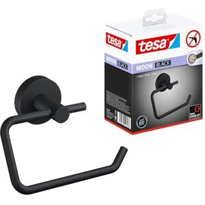 tesa UK tesa MOON BLACK Toilet Paper Holder, matt black Roll holder without lid for industrial style and modern bathrooms drill-free, incl. adhesive solution 99 mm x 140 mm x 53 mm tesa UK tesa MOON BLACK Toilet Paper Holder, matt black Roll holder without lid for industrial style and modern bathrooms drill-free, incl. adhesive solution 99 mm x 140 mm x 53 mm