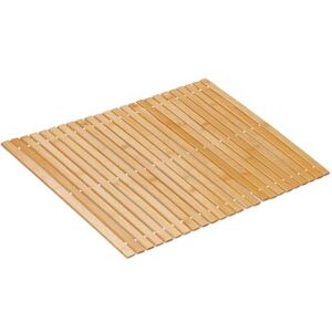Relaxdays Bamboo Bath Mat, 60x40 cm, Non-Slip, for Shower, Roll-up Bathroom Accessory, Rubber Pads, Slats, Natural/White, 60 x 40 cm Relaxdays Bamboo Bath Mat, 60x40 cm, Non-Slip, for Shower, Roll-up Bathroom Accessory, Rubber Pads, Slats, Natural/White, 60 x 40 cm