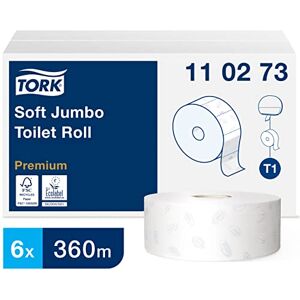 Tork Two Ply Jumbo Toilet Paper Roll Compatible with T1 Jumbo Toilet System, 1 x 6 Rolls (6 x 1800 Sheets) Tork Two Ply Jumbo Toilet Paper Roll Compatible with T1 Jumbo Toilet System, 1 x 6 Rolls (6 x 1800 Sheets)