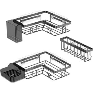 YEAUPE PRO 5-Piece Bathroom Storage Set – No Drilling Corner Shelves, Soap Dish, Toothbrush Holder & Basket – Adhesive, Matte Black YEAUPE PRO 5-Piece Bathroom Storage Set – No Drilling Corner Shelves, Soap Dish, Toothbrush Holder & Basket – Adhesive, Matte Black