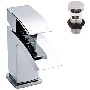 nuie TSI305 Vibe Modern Bathroom Square Lever Handle Midi Mono Basin Mixer Tap with Push Waste, 55 x 180 x 134mm, Chrome nuie TSI305 Vibe Modern Bathroom Square Lever Handle Midi Mono Basin Mixer Tap with Push Waste, 55 x 180 x 134mm, Chrome