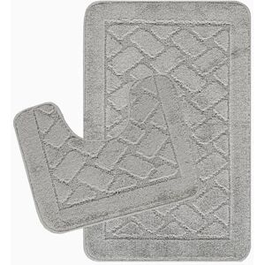 Livabliss Bath Mat Set Bathroom Mats Sets 2 Piece, Washable Non Slip Bath and Toilet Mat Set Bathroom Accessories with Absorbent Bathmat Rug, Shower and Co-ordinating Pedestal Carpet, Grey Livabliss Bath Mat Set Bathroom Mats Sets 2 Piece, Washable Non Slip Bath and Toilet Mat Set Bathroom Accessories with Absorbent Bathmat Rug, Shower and Co-ordinating Pedestal Carpet, Grey