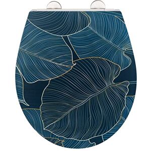 WENKO Big Leaves toilet seat, antibacterial Duroplast, WC seat with automatic soft-closing mechanism and Fix-Clip stainless steel hygienic fastening, toilet lid with relief surface, 38 x 44.5 cm WENKO Big Leaves toilet seat, antibacterial Duroplast, WC seat with automatic soft-closing mechanism and Fix-Clip stainless steel hygienic fastening, toilet lid with relief surface, 38 x 44.5 cm