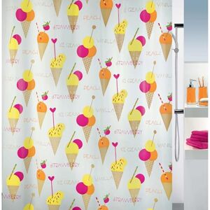Spirella Anti-Mould Shower Curtain Ice Cream Anti-Bacterial Washable Waterproof PEVA 180 x 200 cm Brown Colourful White Spirella Anti-Mould Shower Curtain Ice Cream Anti-Bacterial Washable Waterproof PEVA 180 x 200 cm Brown Colourful White