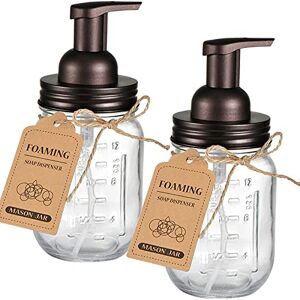 SheeChung Mason Jar Foaming Soap Dispenser Rustproof Stainless Steel Lid&Foaming Soap Pump,Best Hand Foam Soap Dispenser Glass for Bathroom Vanities or Kitchen Sink,Countertops Bronze (2 pk) SheeChung Mason Jar Foaming Soap Dispenser Rustproof Stainless Steel Lid&Foaming Soap Pump,Best Hand Foam Soap Dispenser Glass for Bathroom Vanities or Kitchen Sink,Countertops Bronze (2 pk)