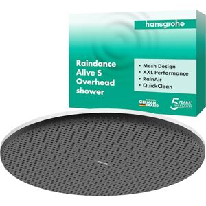 Hansgrohe Raindance Alive S Head Shower, Shower Head Round (300 mm), Rainfall Shower Head 1 Spray (PowderRain) for Wall or Ceiling mounting, Anti-limescale, matt White, 24520700 Hansgrohe Raindance Alive S Head Shower, Shower Head Round (300 mm), Rainfall Shower Head 1 Spray (PowderRain) for Wall or Ceiling mounting, Anti-limescale, matt White, 24520700