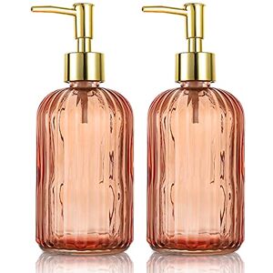 HOHAOO Versatile Glass Soap Dispenser Bottle with Pump, 14 Oz Dripless Pump Bottle, Refillable Liquid Hand Jar Dispenser for Bathroom, Countertop, Kitchen, Laundry Room(Amber, 2 Pack) HOHAOO Versatile Glass Soap Dispenser Bottle with Pump, 14 Oz Dripless Pump Bottle, Refillable Liquid Hand Jar Dispenser for Bathroom, Countertop, Kitchen, Laundry Room(Amber, 2 Pack)
