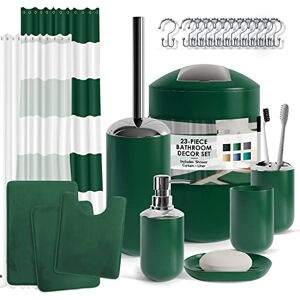 Clara Clark Bathroom Set Green Bathroom Accessories Set, Bathroom Sets with Shower Curtain and Rugs, 23PC Shower Curtain Set with Liner, Soap Dispenser, Soap Dish, Toilet Brush Holder, and Trash Can Clara Clark Bathroom Set Green Bathroom Accessories Set, Bathroom Sets with Shower Curtain and Rugs, 23PC Shower Curtain Set with Liner, Soap Dispenser, Soap Dish, Toilet Brush Holder, and Trash Can