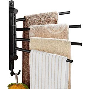 ELLO&ALLO Oil Rubbed Bronze Towel Bars for Bathroom Wall Mounted Swivel Towel Rack Holder with Hooks 4-Arm ELLO&ALLO Oil Rubbed Bronze Towel Bars for Bathroom Wall Mounted Swivel Towel Rack Holder with Hooks 4-Arm