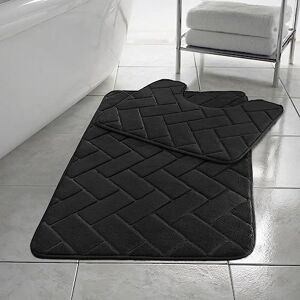 Kampala Hill - Black 1 - Black - Memory Foam - Bath Mat Set Kampala Hill - Black 1 - Black - Memory Foam - Bath Mat Set