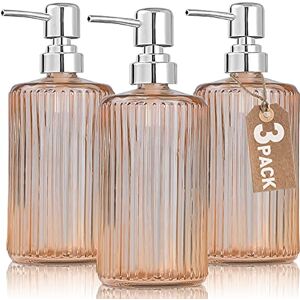 HOHAOO 17 Oz Glass Soap Dispenser, Glass Hand Soap Dispenser with Rust Proof Stainless Steel Pump, Lotion Liquid Soap Dispenser for Kitchen, Bathroom (Amber, 3 Pack) HOHAOO 17 Oz Glass Soap Dispenser, Glass Hand Soap Dispenser with Rust Proof Stainless Steel Pump, Lotion Liquid Soap Dispenser for Kitchen, Bathroom (Amber, 3 Pack)
