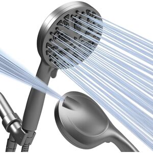 SparkPod 10 Spray Setting High Pressure Shower Head Luxury 5" High Flow Hand Held Shower Head with High Pressure Jets Handheld with Stainless Steel Hose & Bracket (Titanium Charcoal Grey) SparkPod 10 Spray Setting High Pressure Shower Head Luxury 5" High Flow Hand Held Shower Head with High Pressure Jets Handheld with Stainless Steel Hose & Bracket (Titanium Charcoal Grey)