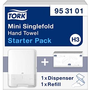 Tork Mini Singlefold Hand Towel Wall Mounted Dispenser Starter Pack White H3, Economical, Wall Mounted Dispenser and x1 Refill, 953101 Tork Mini Singlefold Hand Towel Wall Mounted Dispenser Starter Pack White H3, Economical, Wall Mounted Dispenser and x1 Refill, 953101
