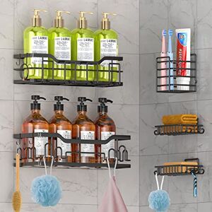 DILEASIR Shower Caddy 5-Pack Shelves, Adhesive Organizer, Large Stainless Steel Bathroom Storage DILEASIR Shower Caddy 5-Pack Shelves, Adhesive Organizer, Large Stainless Steel Bathroom Storage