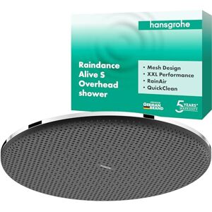 Hansgrohe Raindance Alive S Head Shower, Shower Head Round (300 mm), Rainfall Shower Head 1 Spray (PowderRain) for Wall or Ceiling mounting, Anti-limescale, Chrome, 24520000 Hansgrohe Raindance Alive S Head Shower, Shower Head Round (300 mm), Rainfall Shower Head 1 Spray (PowderRain) for Wall or Ceiling mounting, Anti-limescale, Chrome, 24520000